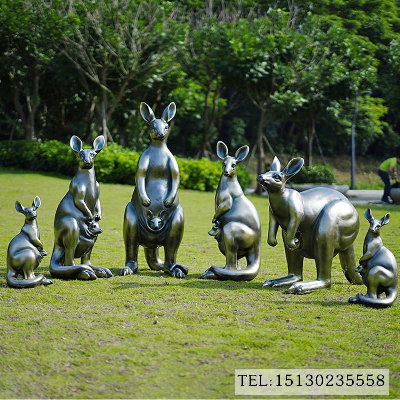 玻璃钢袋鼠动物雕塑仿真动物大袋鼠