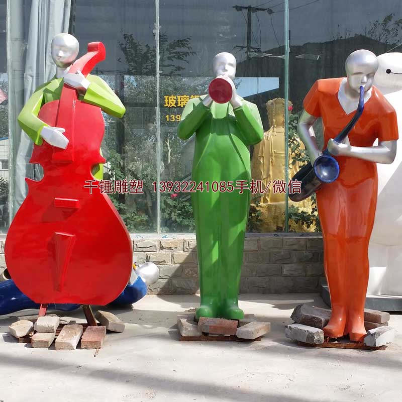 河北曲阳玻璃钢抽象人物雕塑,萨克斯音乐人玻璃雕塑厂家-1