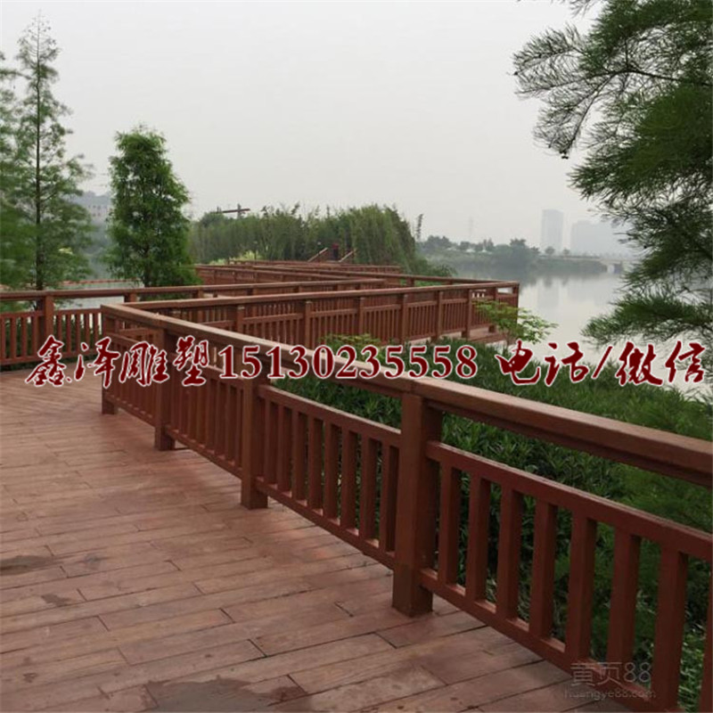 大型仿木栏杆环保仿木制品水泥栏杆定做河道景观护栏栏杆摆件