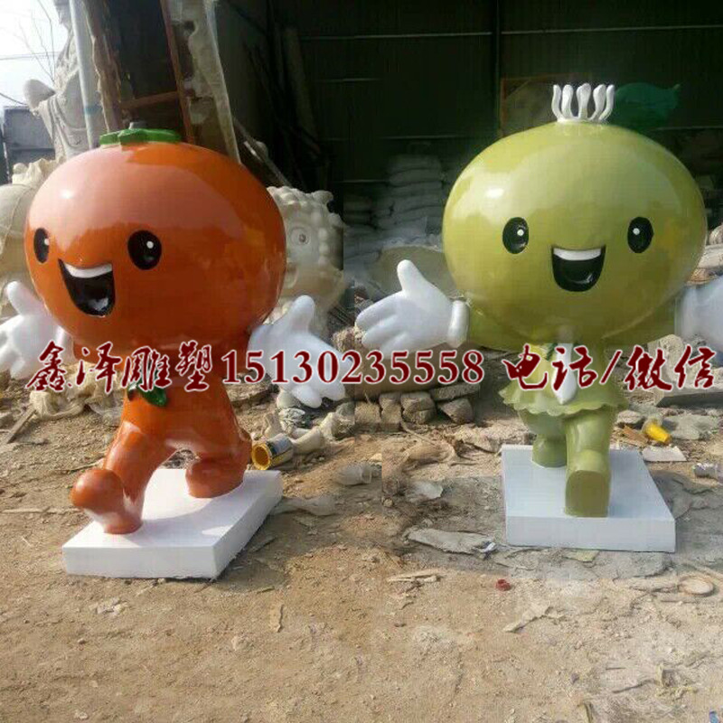 卡通西红柿玻璃钢雕塑彩绘番茄动漫小人雕塑蔬菜水果西红柿雕塑