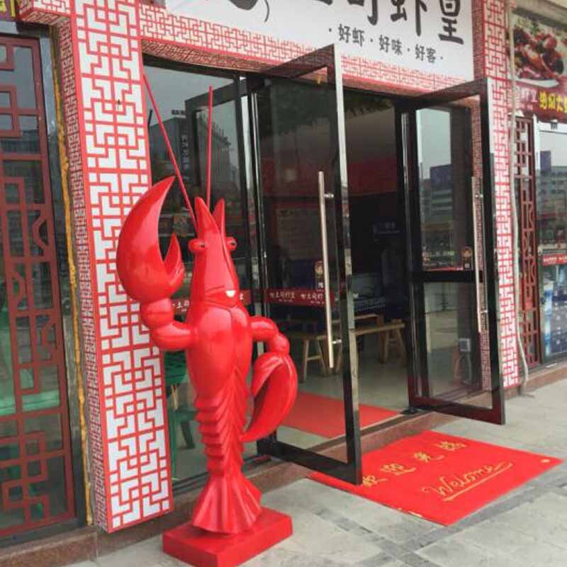 大虾雕塑玻璃钢树脂彩绘雕塑海鲜市场门口装饰品摆件厂家直销